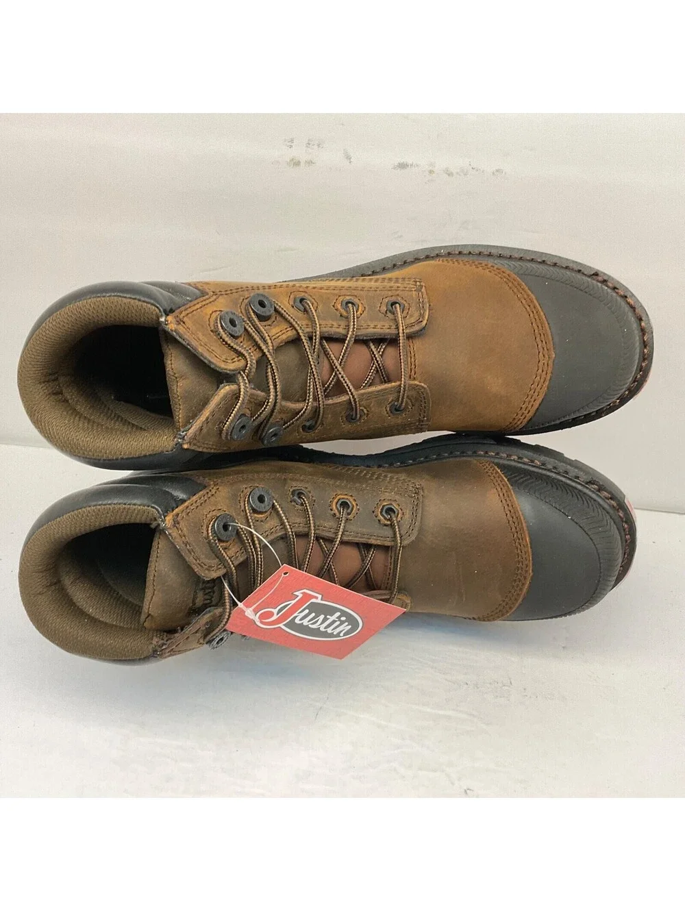 Justin Men's 6” Warhawk Waterproof Nano Comp. Toe Work Boots Whiskey Size 7EE